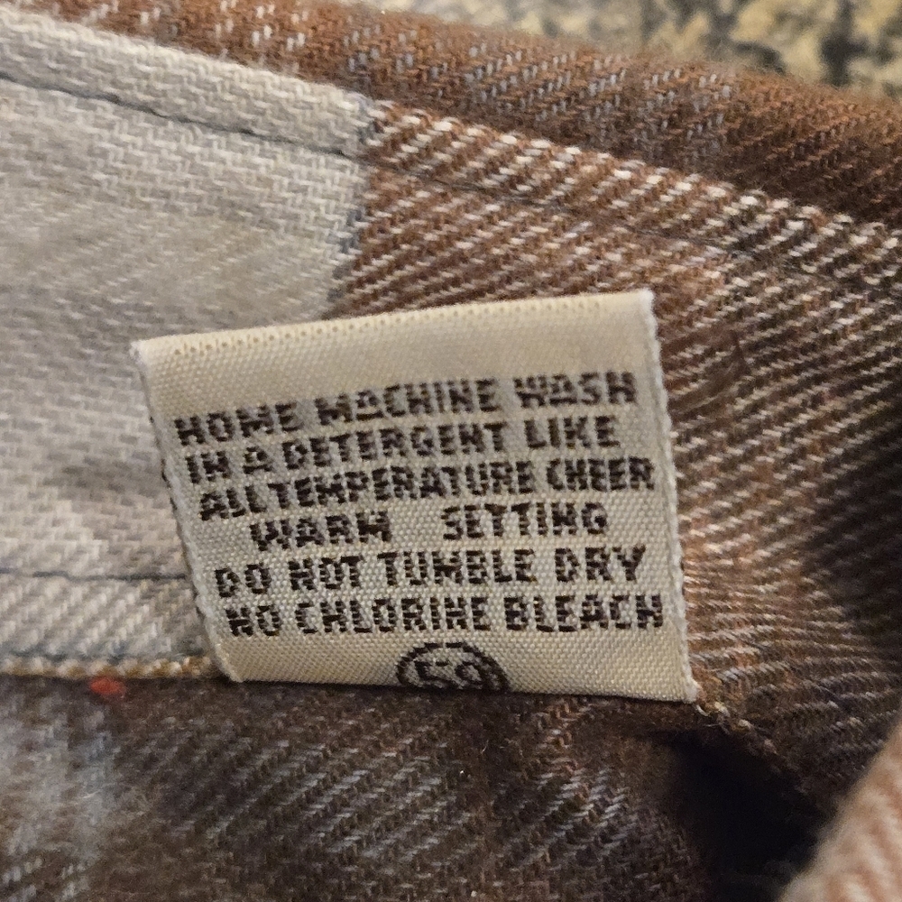 Y2K Arrow Plaid Flannel Shirt Men’s M Brown Beige Rust Blue | NWOT - Picture 13 of 15